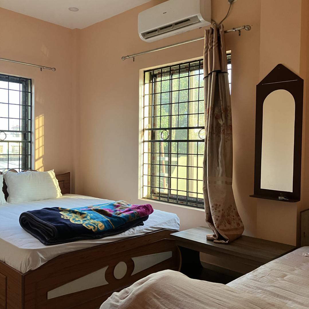 Double and Single Bed with AC